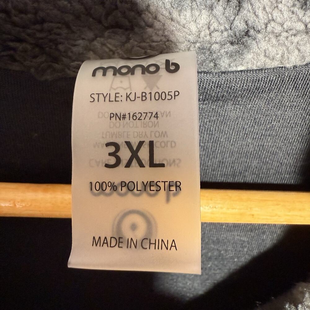 Mono B Sherpa Vest Women’s 3XL Fleece Black & Gray Tie Dye Full Zip Sleeveless - Picture 7 of 8